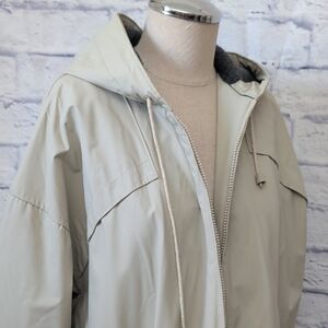 Misty Harbor Women's Beige Fleece Lined Hooded Rain Jacket Size Large